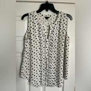 Ann Taylor Women’s Sleeveless White Ruffle Front Blouse Size Small Lined Floral
